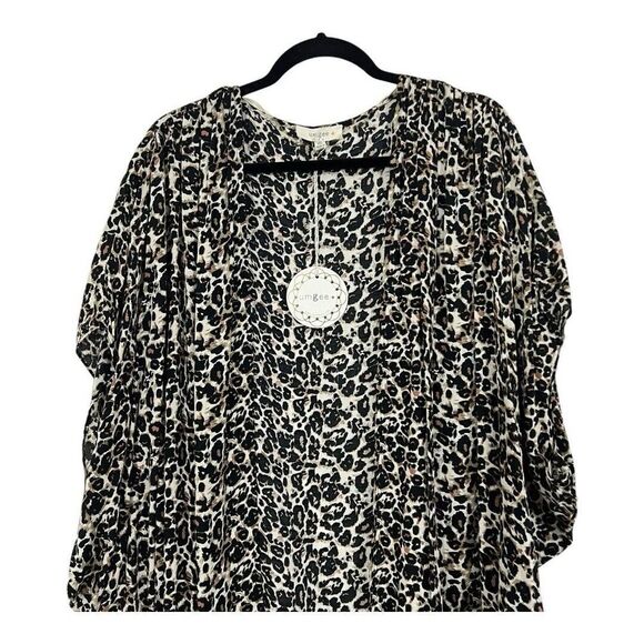 Umgee Womens Size 1X Animal Leopard Print Open Front Kimono - Picture 2 of 4